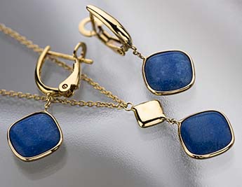 קולקציית סלינה - תכשיטי זהב 14 קראט בשילוב אבני קלצדוניה כחולה