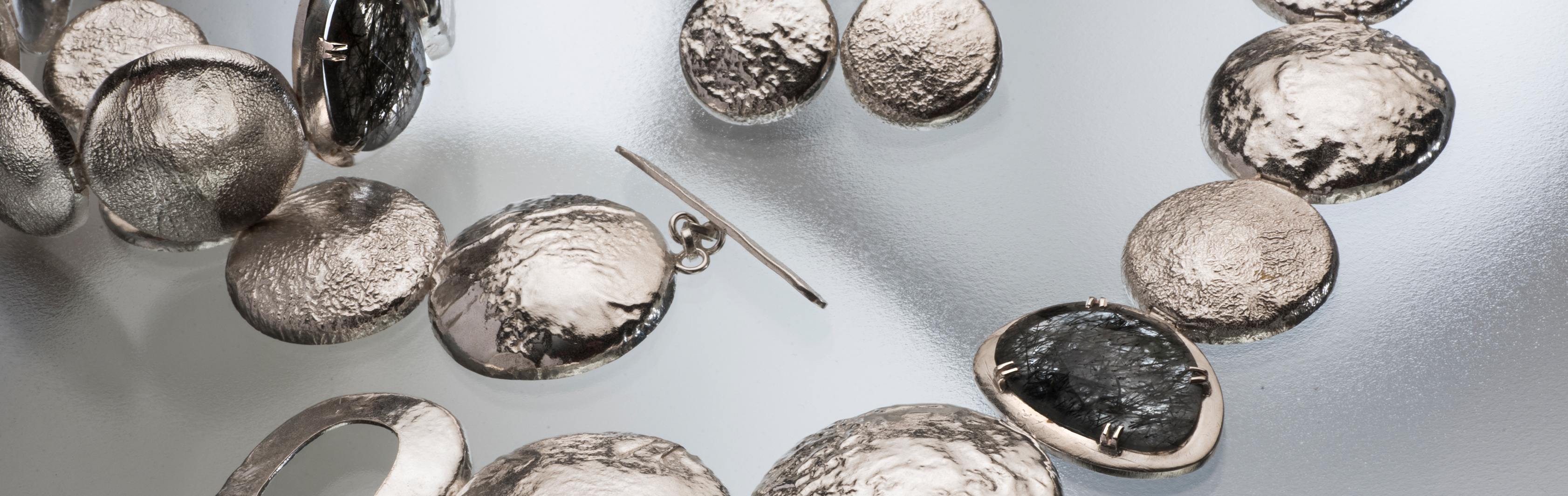 קולקציית פני ירח - תכשיטי כסף 925 ואבן רוטיל קוורץ